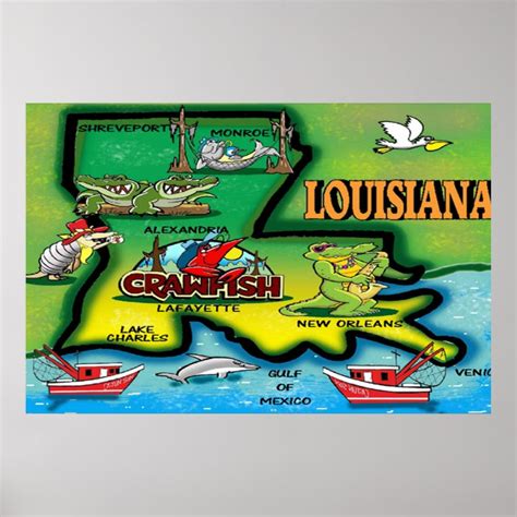 Louisiana State Cartoon Poster Zazzle