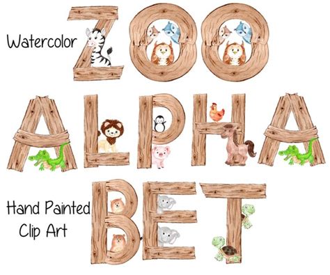 Animal Alphabet Clipart Zoo Alphabet Wood