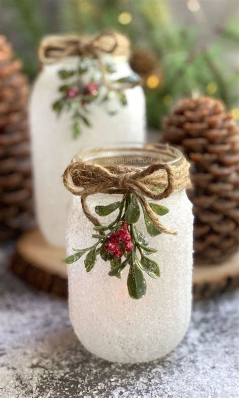 Diy christmas gifts to sell. DIY Christmas Craft: Snowy Mason Jar Tea Light Holders ...