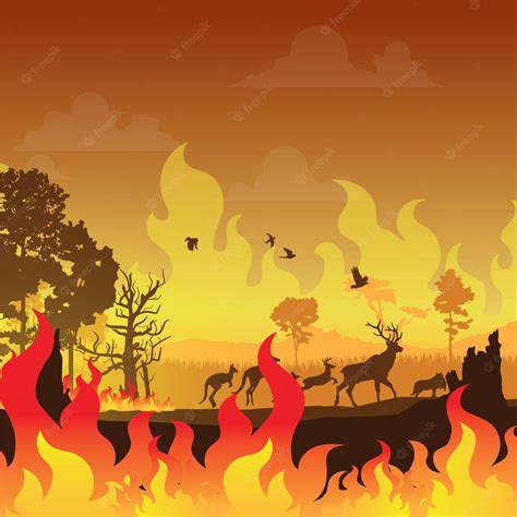 Premium Vector Wildfire Silhouettes Background Forest Fire Vector
