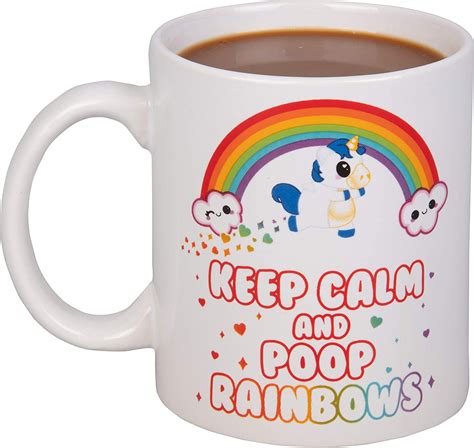 Unicorn Coffee Mug 11oz Keep Calm And Poop Rainbows Funny