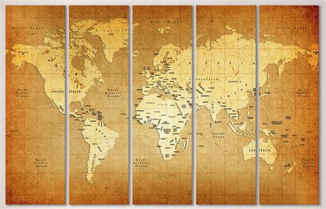 Detailed Old World Map Leather Printvintage World Maplarge World Map