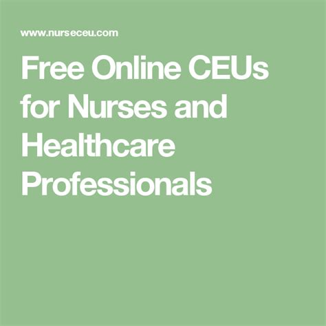 I was looking for a free ceu nursing provider and career education nursing and came upon rn.org®!! Free Online CEUs for Nurses and Healthcare Professionals ...