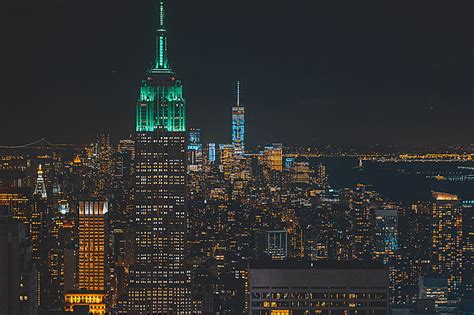 Hd Wallpaper Empire State Building New York Skyscrapers Night