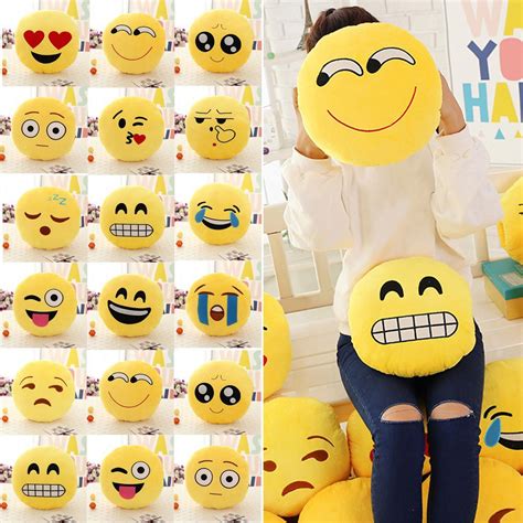 15cm32cm Soft Emoji Round Cushion Emoticon Stuffed Plush Toy Smiley
