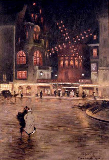 Paris La Place Blanche Au Moulin Rouge Effet Du Soir 1902 Edouard