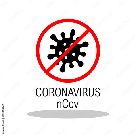 Coronavirus Ncov 2019 Lungs Icon In Flat Style Coronavirus With Stop