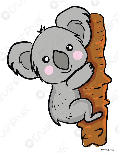 Dessin Animé Koala Sur Un Vecteur Darbre Ou Vecteur Stock Crushpixel