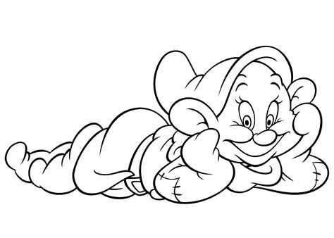 Coloring snow white and 7 dwarfs. Coloring page - Dopey