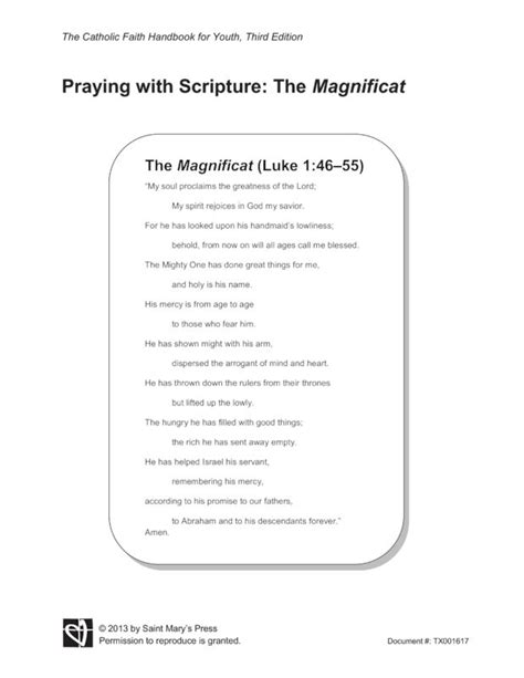 Praying With Scripture The Magnificat Saint Marys Press