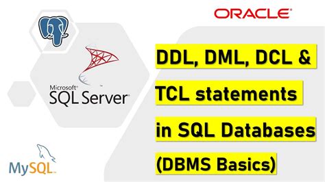Ddl Dml Dcl Tcl Statements In Sql Database Basics Youtube