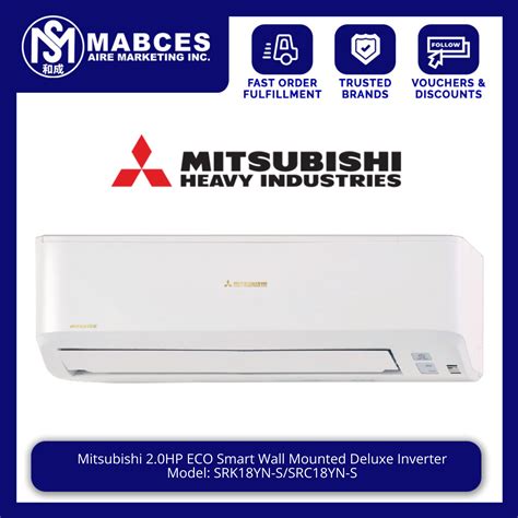 Mitsubishi 2hp Eco Smart Deluxe Wall Mounted Inverter Aircon Srk18yn S