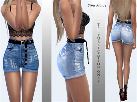 Sims Houses Womens Denim Shorts With A Long Belt