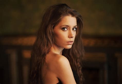 Bare Shoulders Ksenia Kokoreva Face Portrait Brunette Model Women