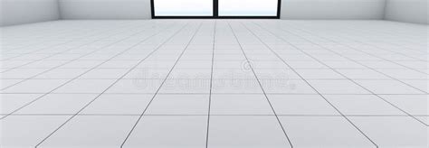 White Floor With Ceramic Tiles In Perspective A Room With A Window On