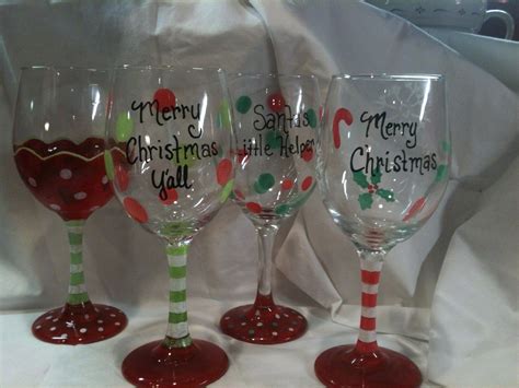 Christmas Wine Glass Hand Painted Custom Order By Kygirlshop Christmas Wine Glasses Hand