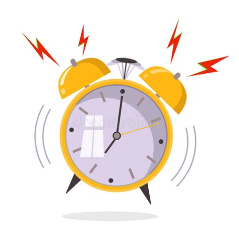 Cartoon Alarm Clock Ringing Wake Up Morning Concept Flat Design