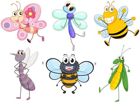 Funny Cartoon Insects Vector Set Vectors Graphic Art Designs In