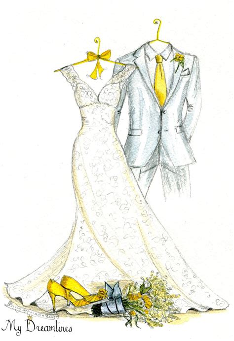 Wedding Dress Sketch Made Of Your Bridal Gown Emmaline Bride