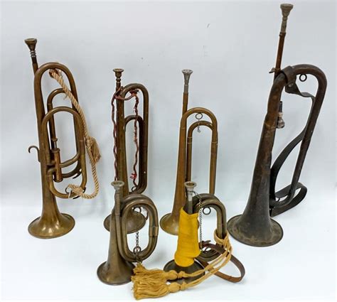 Sold At Auction Lot Of 6 Antique Army Brass Bugles