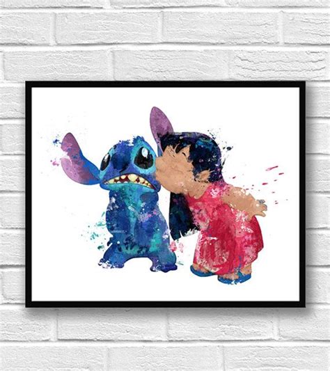 Lilo And Stitch Watercolor Print Art Print Movie Poster Etsy