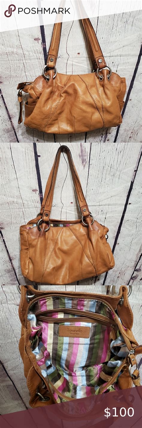Tignanello Tan Leather Women Purse Shoulder Bag Shoulder Bag Bags