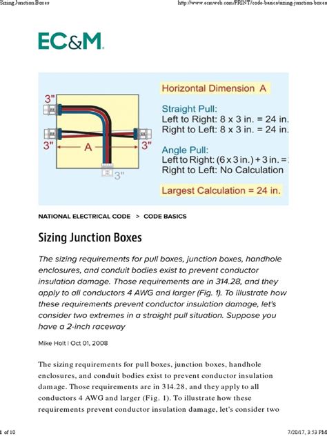 Sizing Junction Boxes Electrical Conductor Mathematics