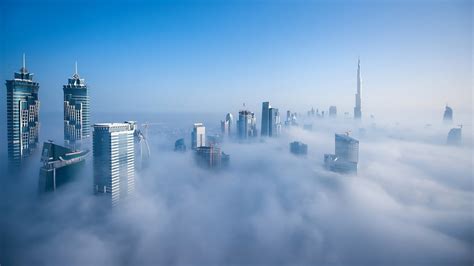 High Rise Buildings City Urban Mist Dubai Hd Wallpaper Wallpaper