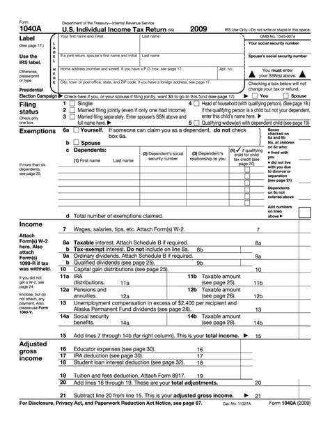 Irs Form 1040a Printable Printable Forms Free Online