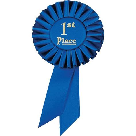 First Place Blue Satin Preprinted Ribbon Dinn Trophy