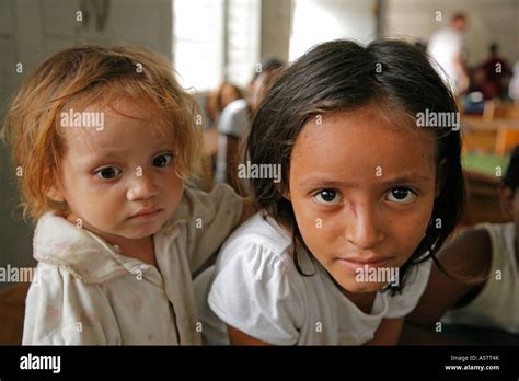 Painet Jj1671 Honduras Children Kids Girls Free Feeding Program Slum