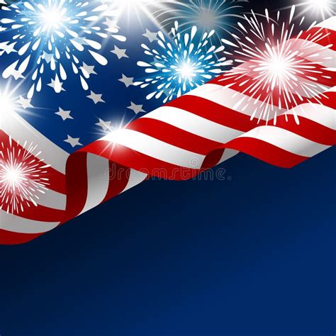 American Flag Fireworks Background Stock Illustrations 6512 American