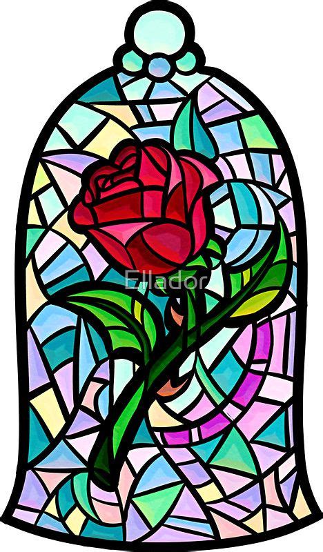 Rose Of Enchantment Sticker By Ellador In 2020 Disney Stained Glass