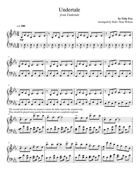 Undertale Main Theme From Undertale For Piano Sheet Music For Piano