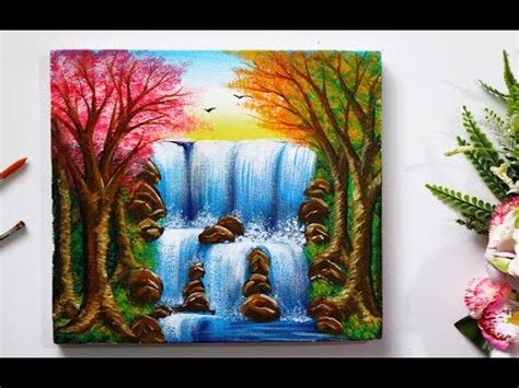 Have you ever wanted to try landscape drawing? Landscape Painting Tutorial Step By Step Waterfall for ...