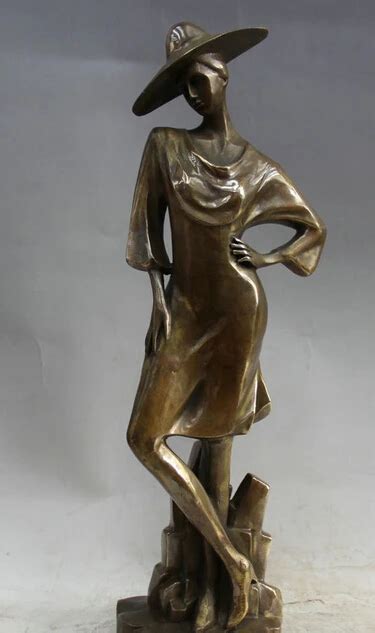 China Westward Bronze Copper Stand Sexy Beauty Lady Art Statue Sculpture R B In