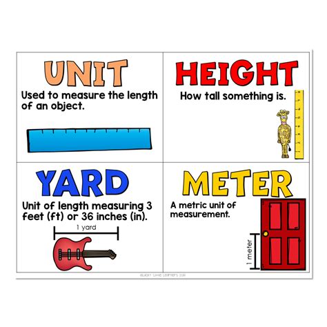 Math Vocabulary Cards Measurement Unit Height Yard Meter Lucky