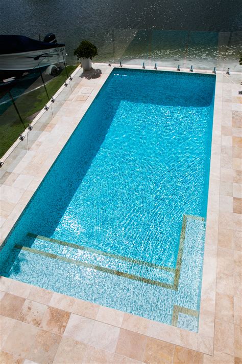 8m X 4m Concrete Designer Pool With White Pearl Mosaic Tiles And A