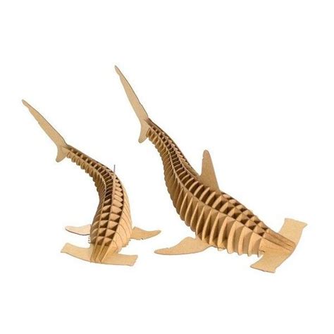 Cardboard Safari Syd And Mel Shark Micro Pair Brown Animal Sculptures