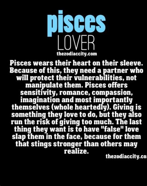 Pisces Lover Kind Of Fits Me To A Tee Pisces Traits Pisces And