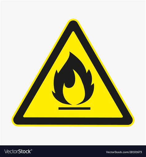 Flammable Fire Hazard Warning Symbol On Yellow Vector Image