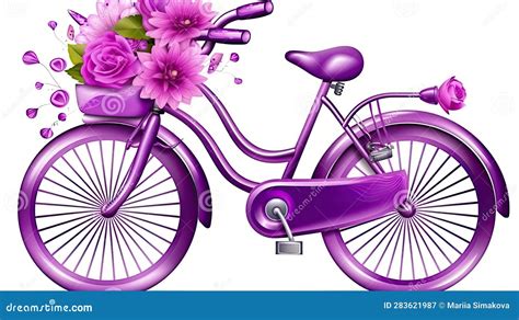 Purple Bicycle Photo Realistic Illustration Generative Ai Stock