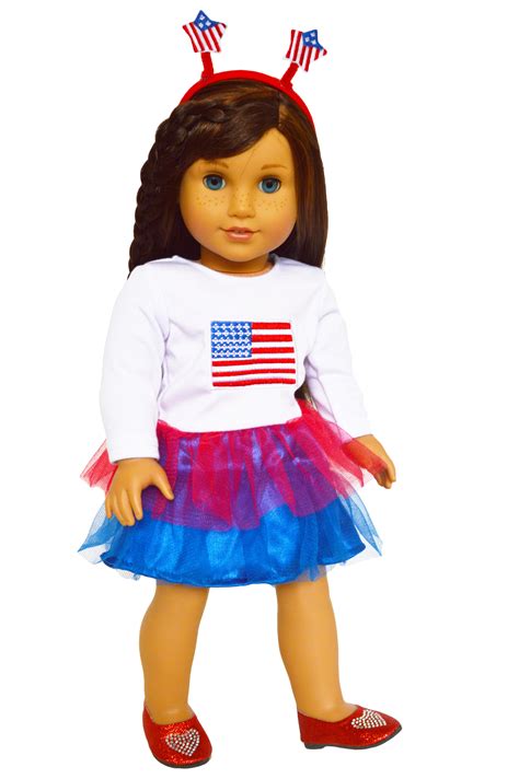 american girl 18 in doll patriotic summer red white blue patriotic six piece outfit rwb 17 doll