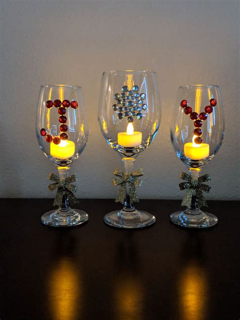 Beautiful Joy Wine Glasses Candle Holders Candle Holder Decor