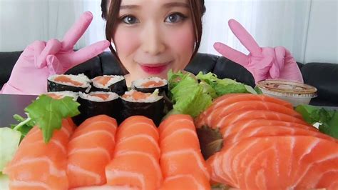 ASMR Salmon Sashimi Mukbang Sushi Eating Sound YouTube