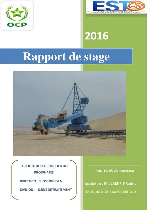 Rapport De Stage Ocp Safi Pdf
