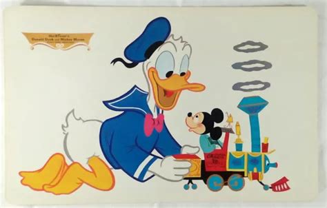 Walt Disney Placemat Donald Duck And Mickey Mouse Vintage 1960s Laminated