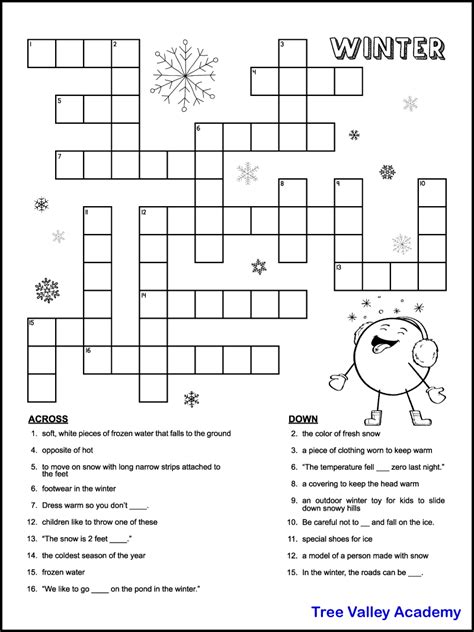 34 Crossword Puzzles For Kids Tree Valley Academy