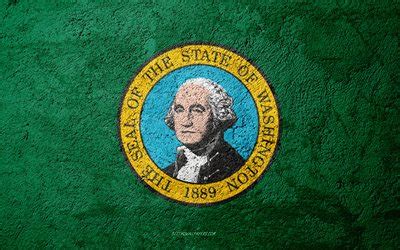 Descargar fondos de pantalla Bandera del Estado de Washington de hormigón de textura de piedra
