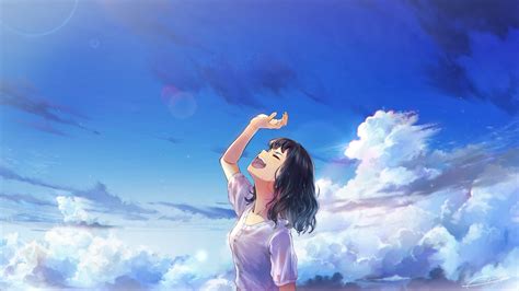 Clouds Sky Anime Girls Screaming Anime Hd Wallpaper Rare Gallery